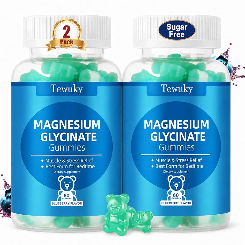 Tewuky Suplemento de gomas de glicinato de magnésio 500 mg, 120 gomas