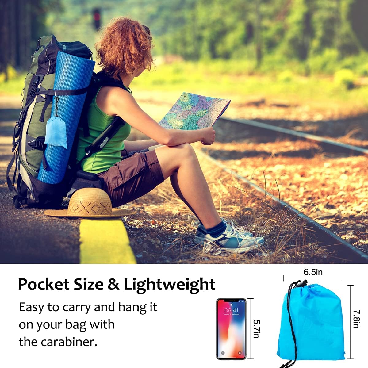Beach Blanket, Beach Blanket Waterproof Sandproof Large Beach Blanket with Portable Bag and 4 Anchors Stakes Compact for 4-6 Adults