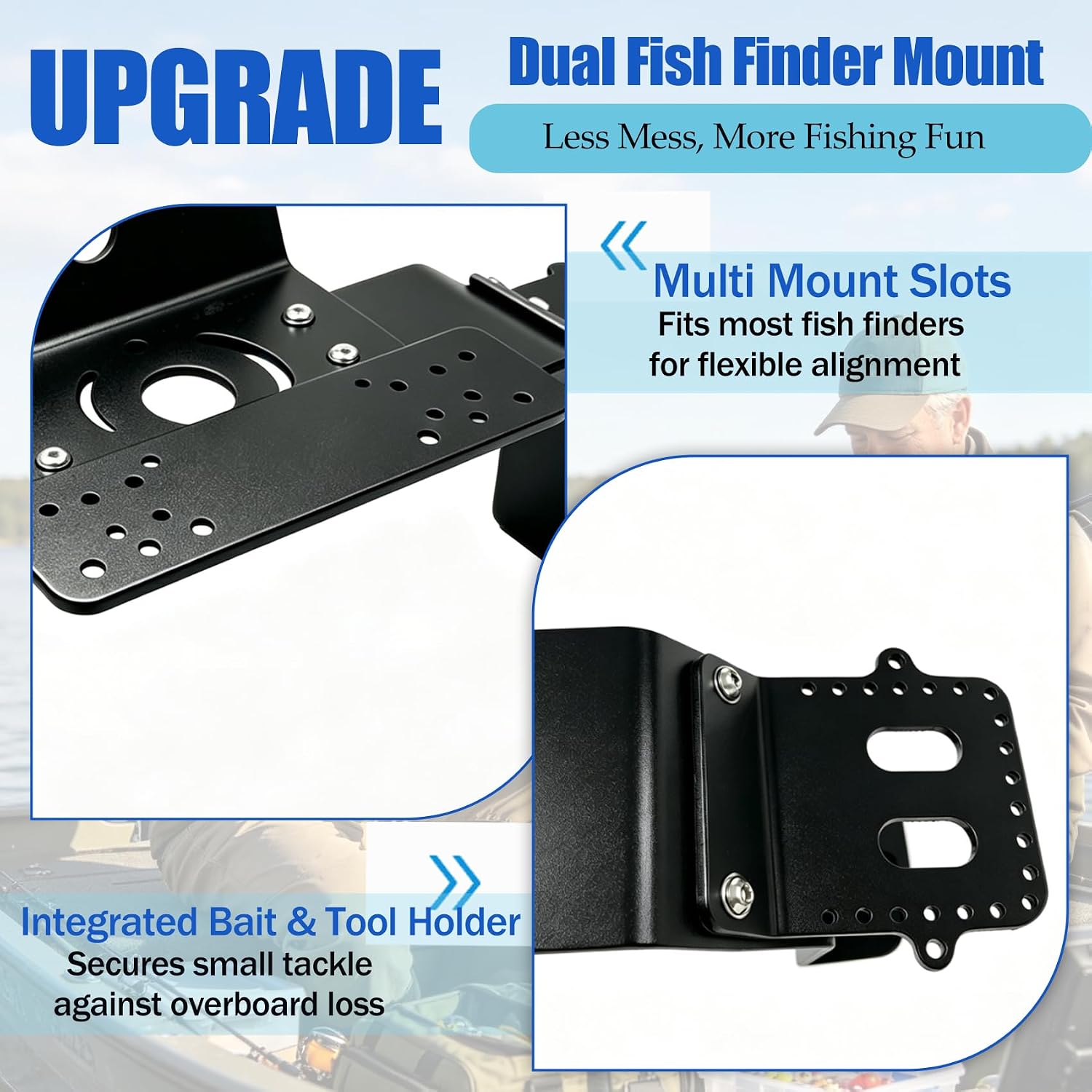 Heavy Duty Dual Bow Graph Mount with Integrated Bait & Tool Holder