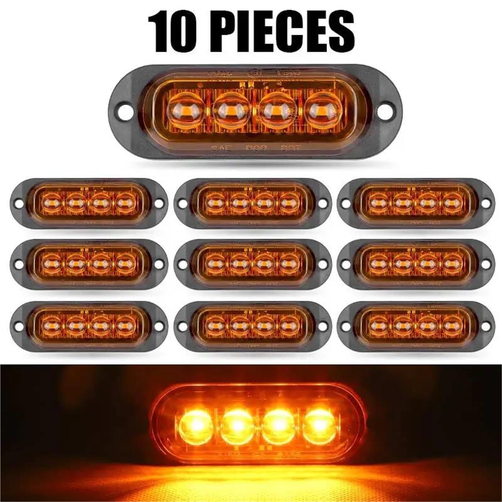 Freccia Auto Luce Di Segnalazione Laterale A LED Da 12 V E 24 V, Per Rimorchi, Camion, Roulotte, Barche Indicatore Laterale(10pcs Yellow)
