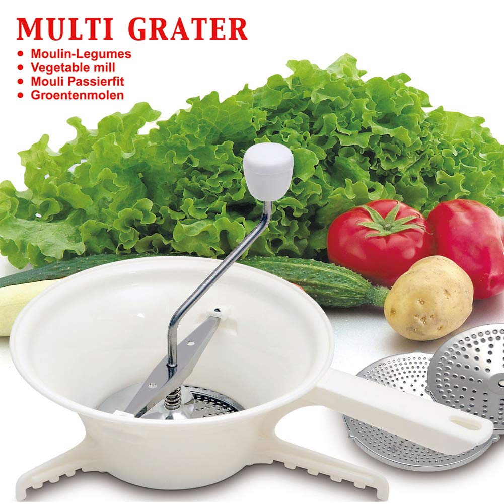 Mélangeur Manuel Broyeur Aliments Acier Inoxydable 3 Disques Broyage Moulin Rotatif Sauce Tomate Compote Pommes Purée