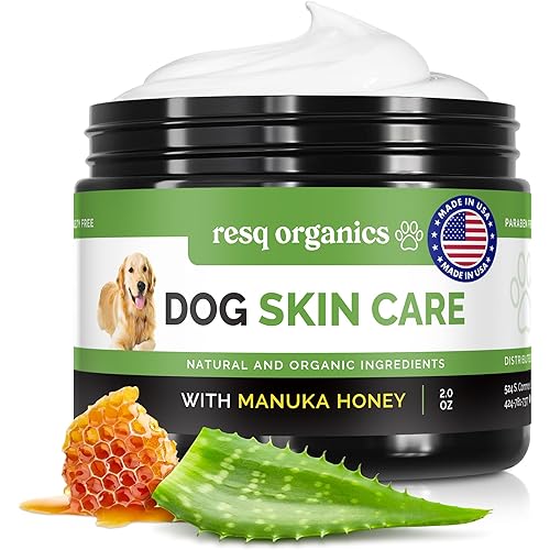 Hot Spot Treatment for Dogs - Pet Wound Care, Healing Ointment for Pets Itchy Skin Relief, Dry Skin Treatment, Natural Allergy Relief, Dog Paw Balm + Manuka Honey, Aloe Vera, Vitamin E (2 Oz.)