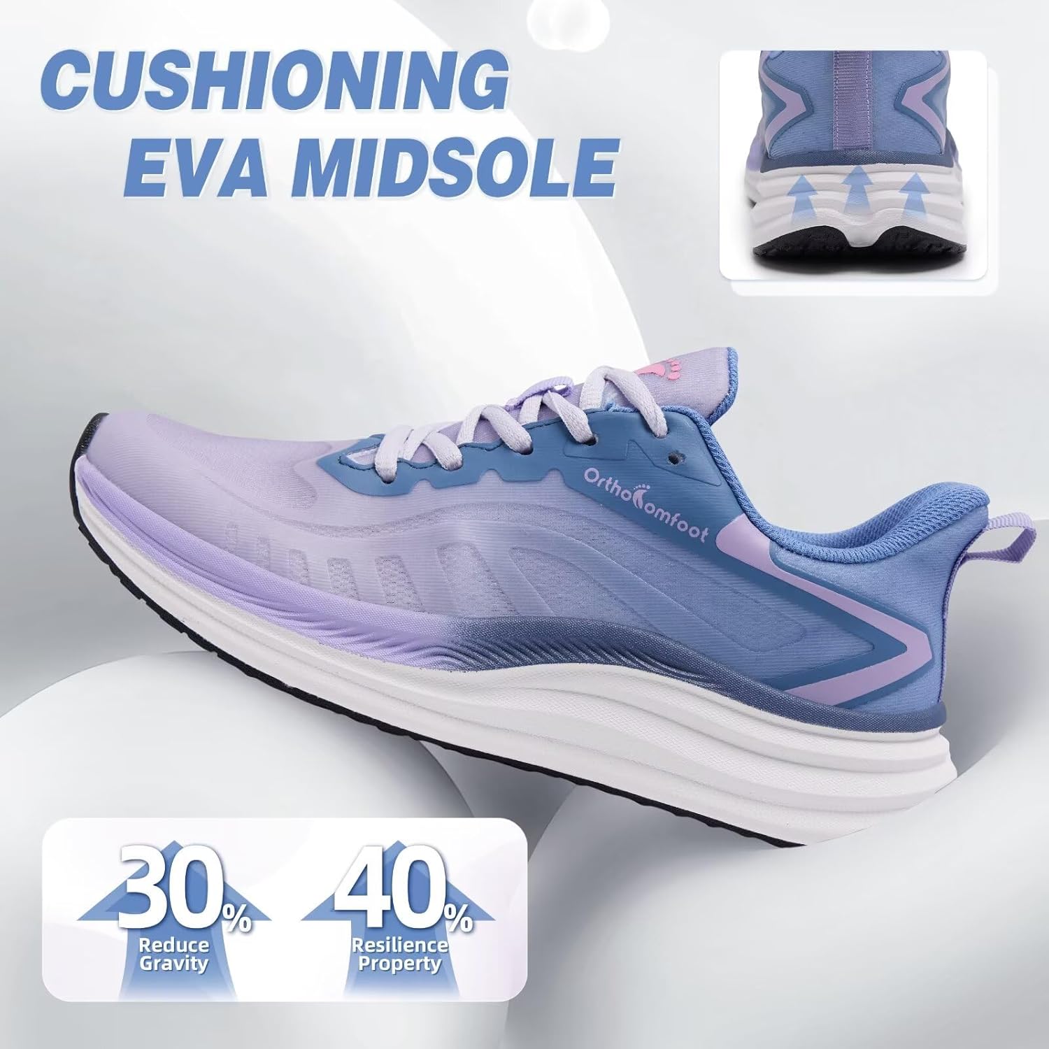 Women's Orthopedic Road Running Shoes: Comfortable Arch Support Plantar Fasciitis Flat Feet Orthotic Sport Sneakers, Casual Breathable Outdoor Walking Tennis Shoes for Foot Heel and Pain Relief