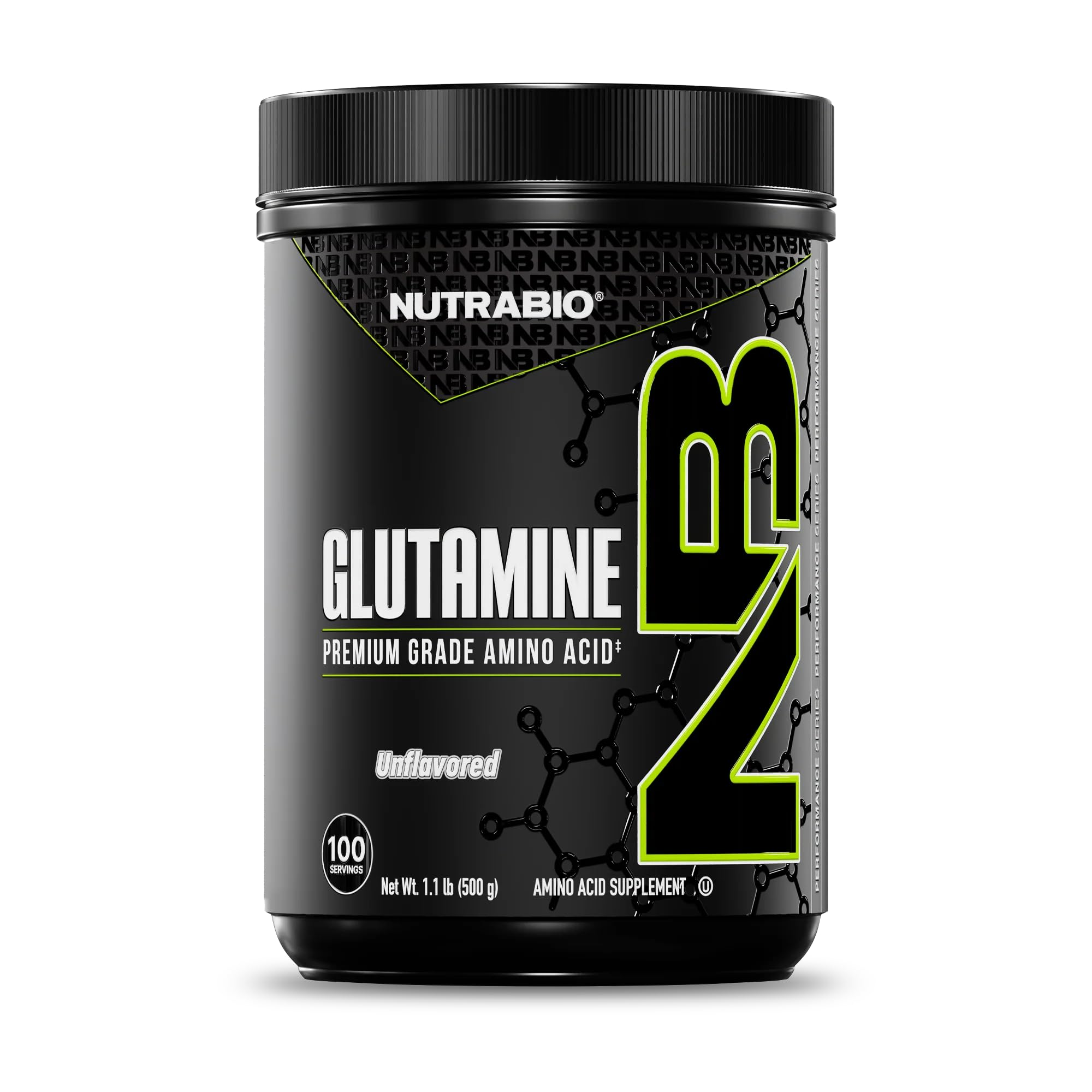 NutraBio Pure L-Glutamine Poudre, 100 portions L-Glutamine Supplément, Amino Acid, Pure Grade, Glutamina, Absolument aucun additif, remplissage ou excipients, supplément de récupération musculaire - (500 grammes)