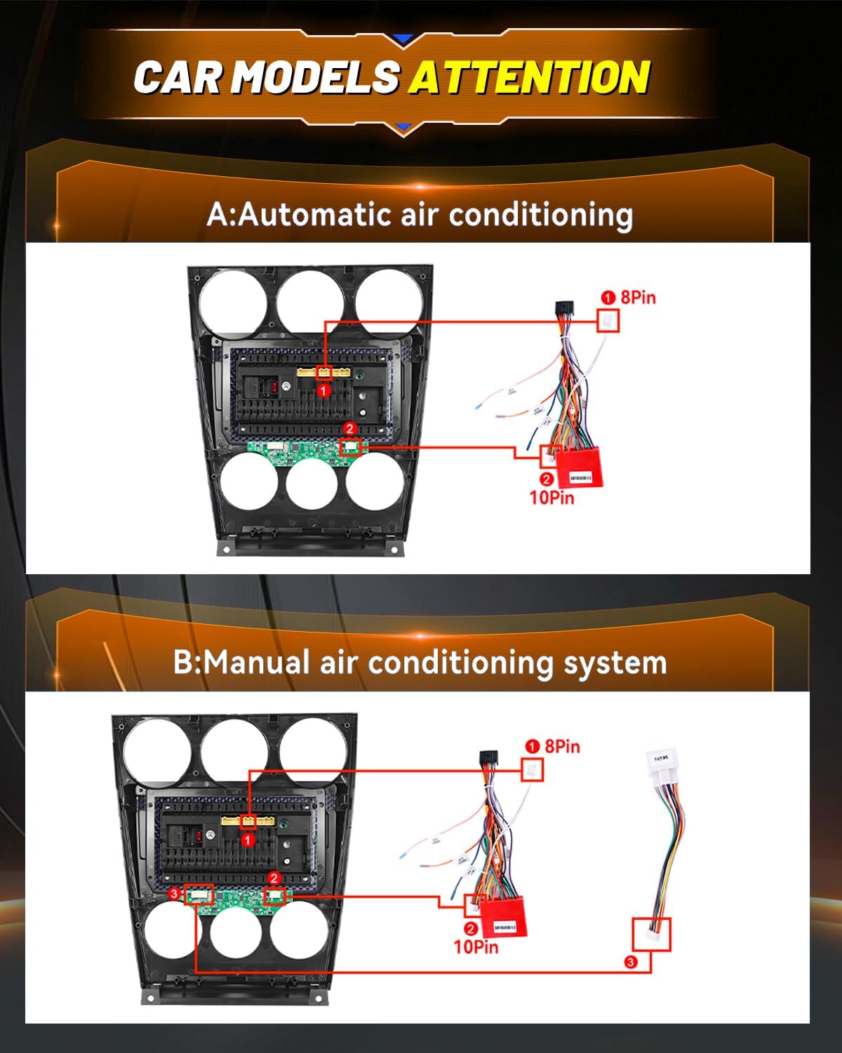 2+64G Car Radio Stereo for Mazda 6 2002-2008 - Wireless Carplay & Android Auto - 9 Inch Android Touchscreen with Equalizer, WiFi, GPS Navigation, FM RDS, AHD Rear View Cam