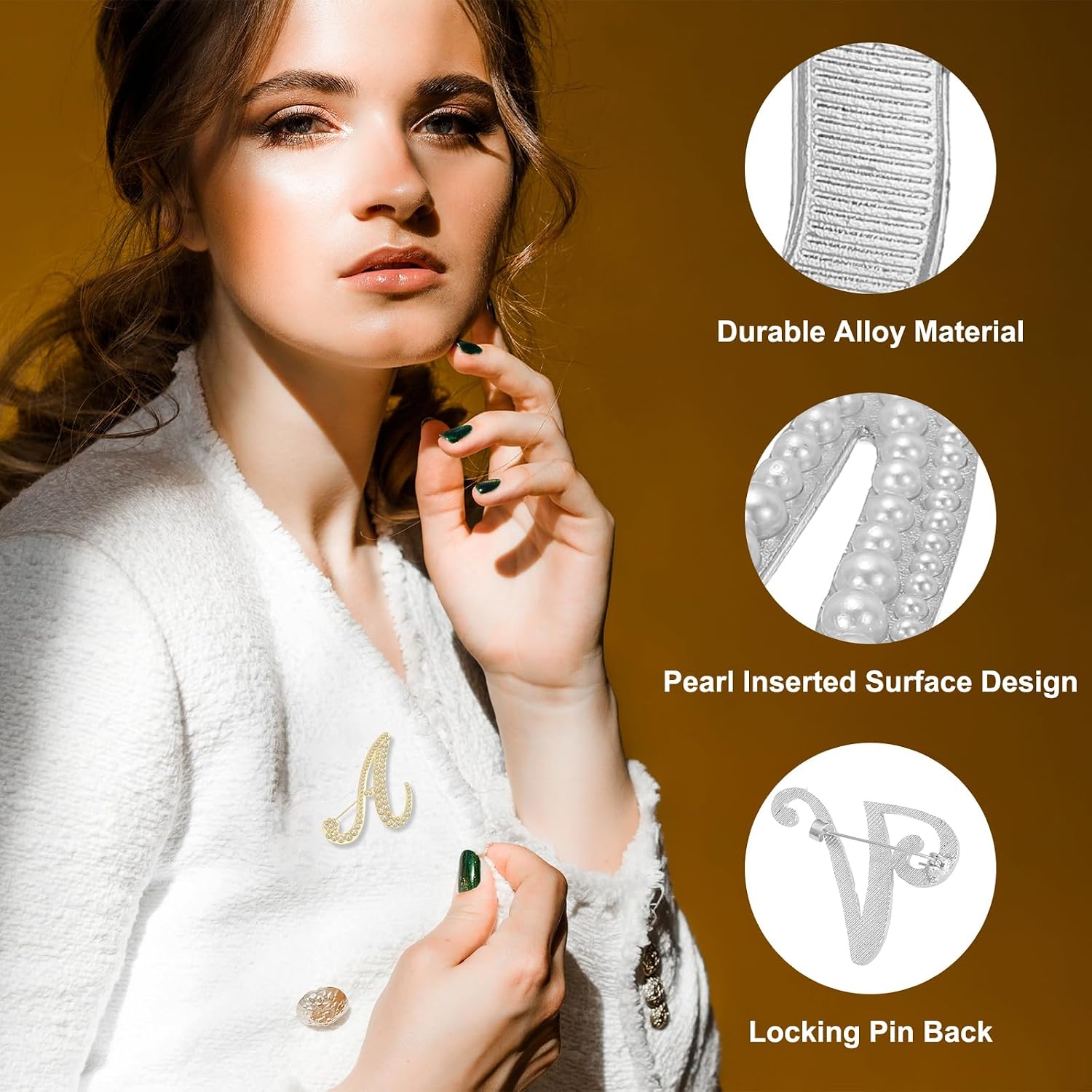 PATIKIL Letter Brooch Pins, Pearl Initial Alphabet Letter Lapel Badges Pin for Women Men Girl Wife Suits Clothes Dress Bouquet Coat Hat Bag Craft