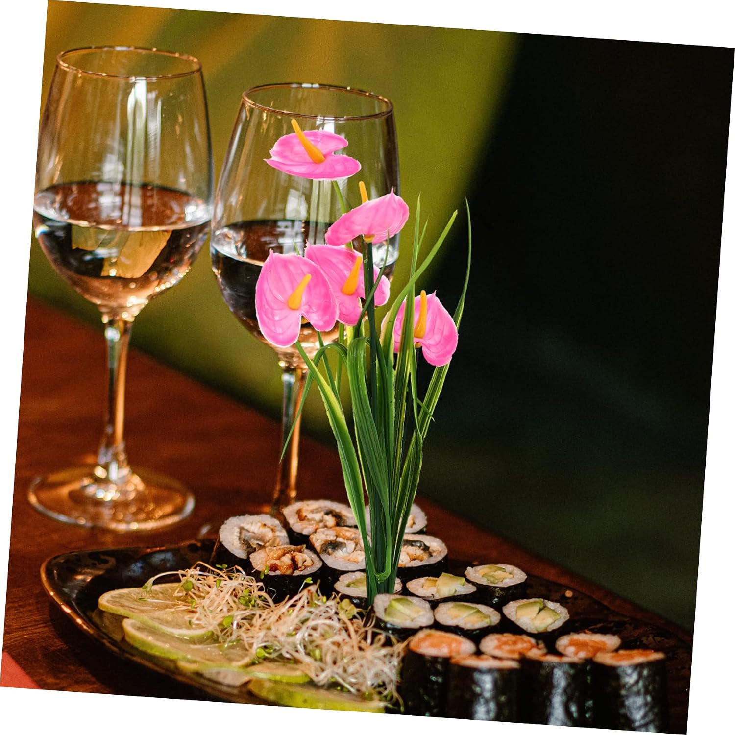 IMIKEYA 2pcs Sushi Dish Flower Ornament Plastic Replacement for Platters