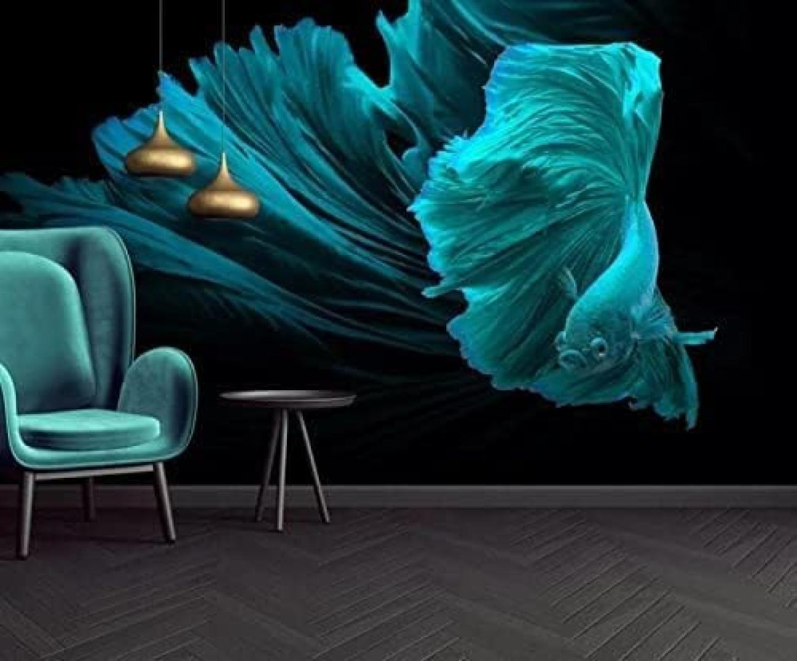 Papier peint intissé abstrait poisson rouge lavable et facile à poser