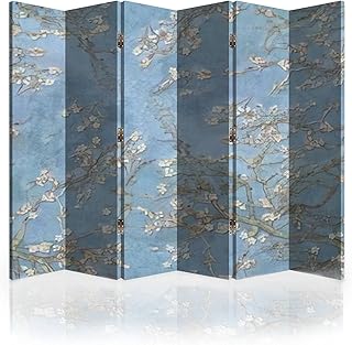 Canvas Room Divider Screen 3D Wallpaper Background Almond Blossoms Seamless Room Separator Folding Screen Privacy Partition Wall Dividers for Rooms 6 Panels