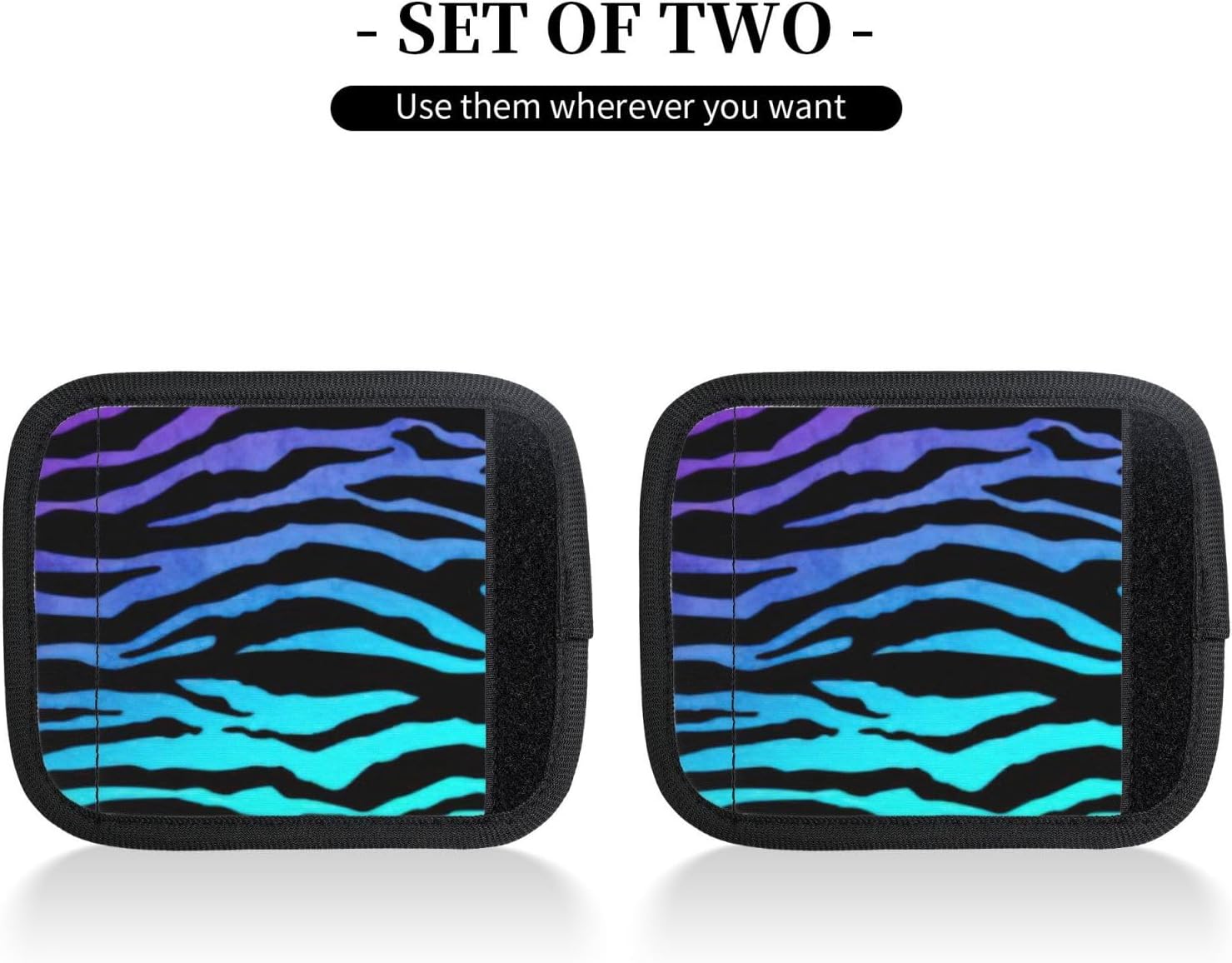 Purple Blue Green Camouflage Zebra Stripes Print Luggage Handle Wraps Luggage Identifiers Soft Neoprene Luggage Handle Wraps for Suitcase Trolley Handle Grip Cover 2 Pack Luggage Tags