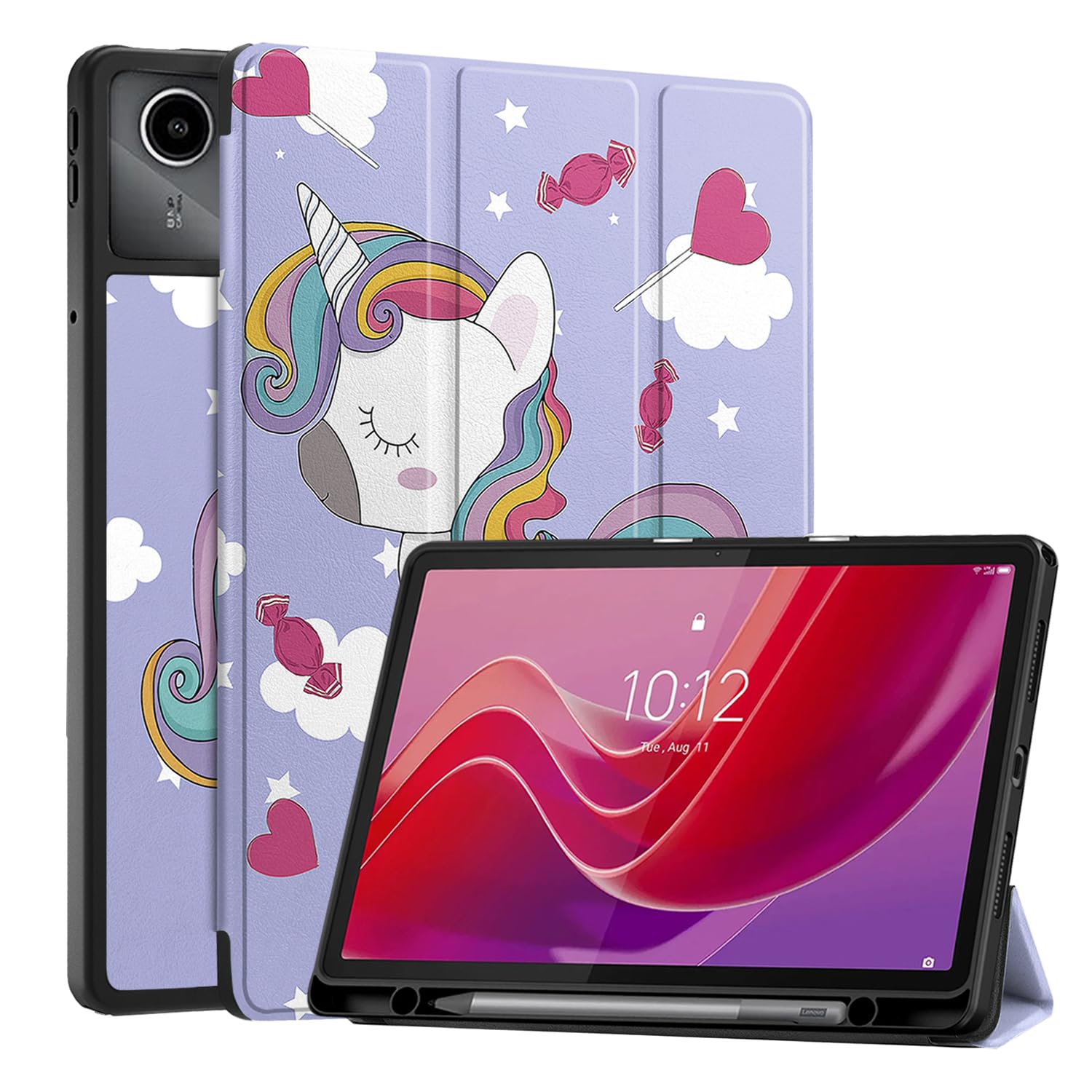 Vakarey per Lenovo Tab M11 Cover con Portapenne,Ultra Sottile Intelligente per Custodia Tablet Lenovo Tab M11,Unicorno
