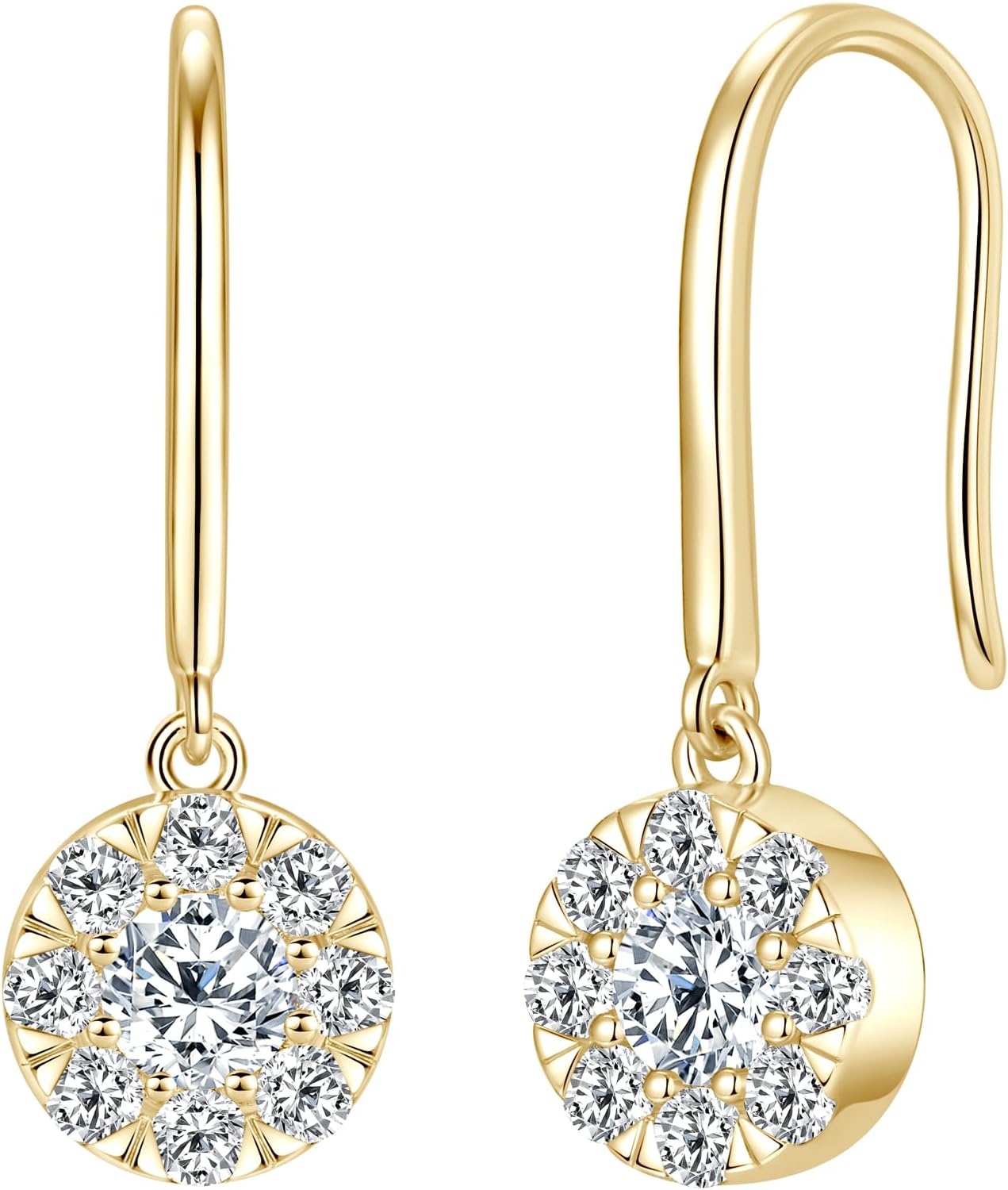 AINUOSHI Moissanite Drop Dangle Earrings for Women, 925 Sterling Silver 1CT French Wire Statement Hypoallergenic Hoop Earrings Wedding Bridesmaid Valentine Gift for Her