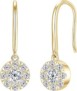AINUOSHI 1CT Moissanite Drop Dangle Earrings Women, 925 Sterling Silver Hypoallergenic French Wire Wedding Bridesmaid Gift
