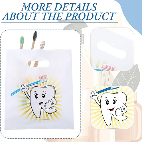 Miniatura 3 de Aliceset 300 bolsas de mercancía de dientes con asas, bolsas dentales de plástico para pacientes, regalos dentales a granel para dentistas, oficina,