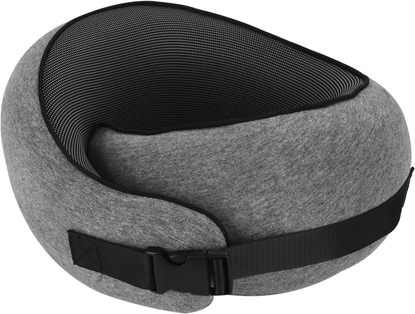 Snail-Shaped Snap-On Travel Neck Pillow - 360° Surround Support, Memory Foam Travel Pillow with Adjustable Buckle for Airplanes, Cars & Office Naps (Gray) - Image 9