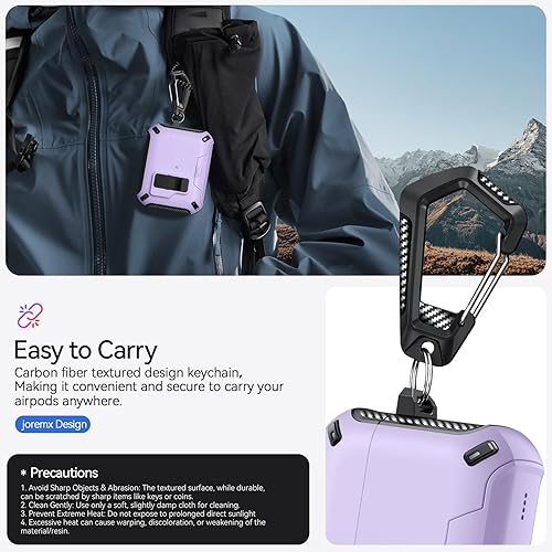 Miniatura 6 de Funda para AirPods Pro 2 (202320222019) con soporte para teléfono, (con interruptor automático a presión), diseño de fibra de carbono, cubierta de