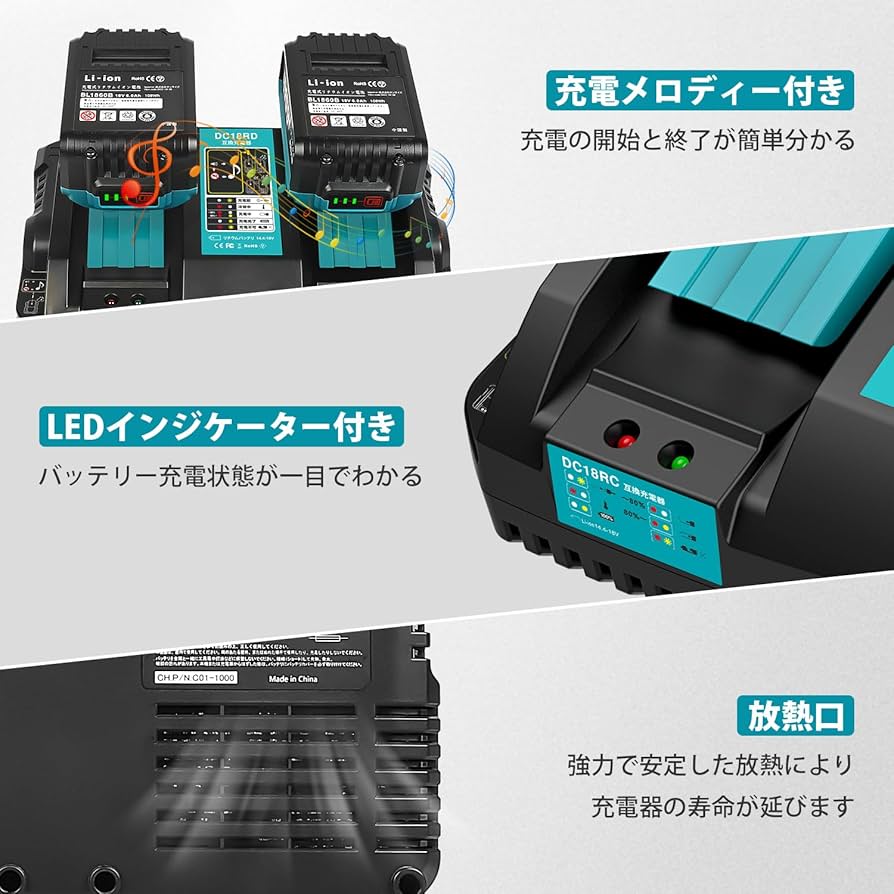 Amazon.co.jp: Abeden マキタ 充電器 DC18RD 18V 充電器 互換充電器 2