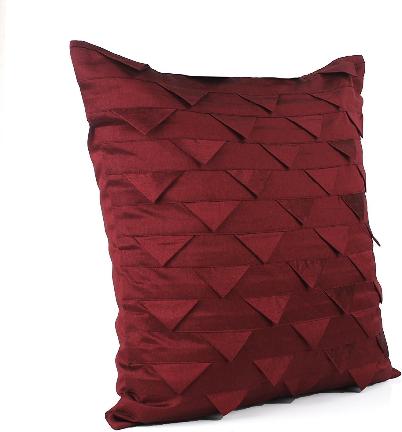 The White Petals Set of 2 Burgundy Throw Pillow Covers, Origami Style, Textured (Solid Burgundy, 12x12 inches)