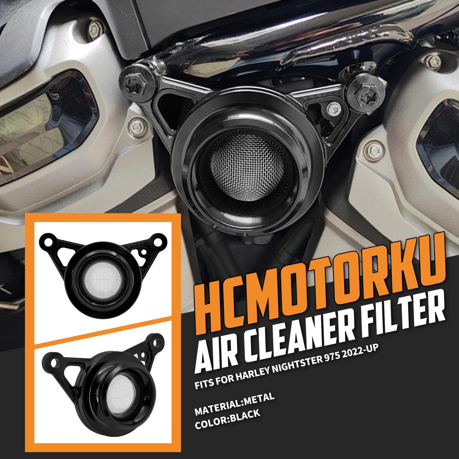 Filtro de aire CNC para motocicleta, kit de velocidad para Harley Sportster Nightster RH 975 RH975S Special 2022 2023 2024, aluminio negro