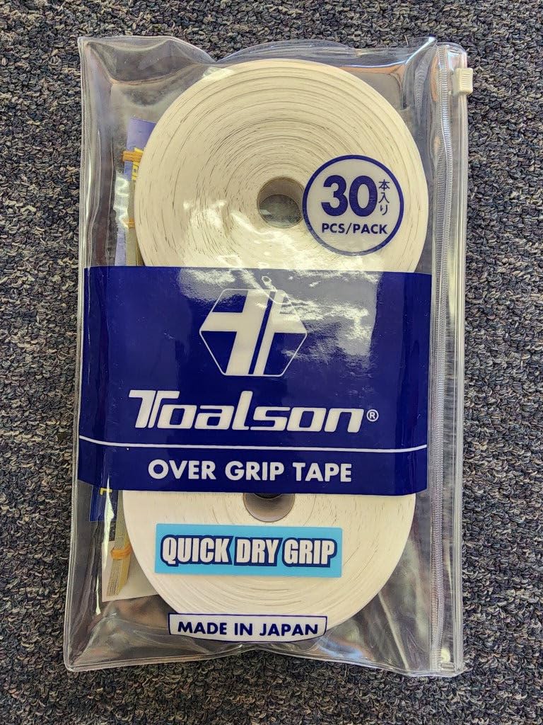 Toalson Quick Dry Grip Overgrip 30 Pack White Tennis Tacky Sweat Absorbant