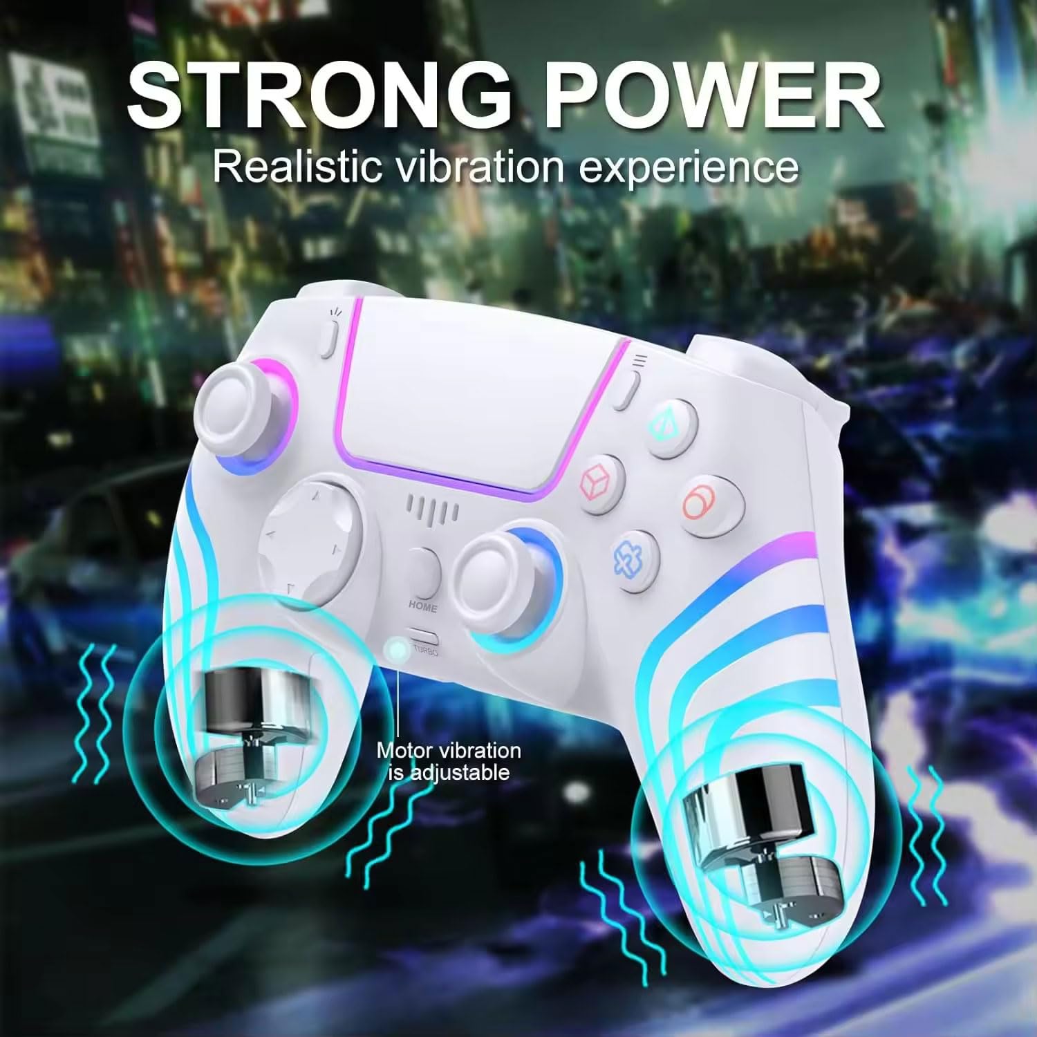 Mando de juego inalámbrico RGB para PlayStation 5 Bluetooth de repuesto para PC PS-5/Windows PC, recargable, sensor de movimiento de doble vibración, joystick remoto con batería de 1500 mAh, Turbo