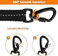 Vista 5 de Correa larga para perro de 10 pies: correas de cuerda resistentes para entrenamiento de perros con gancho giratorio bloqueable, hilos reflectantes