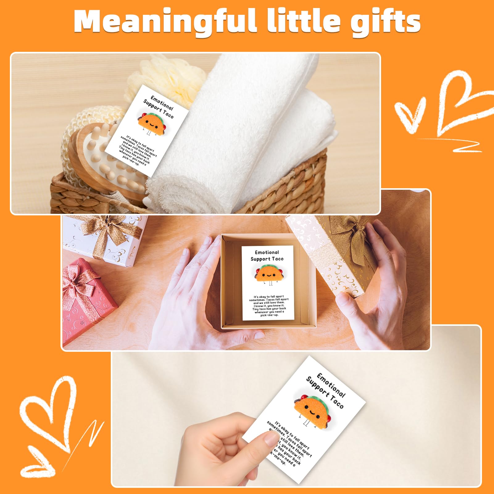 PLwelth Pocket Hug Taco Token Cute Food Emotional Support Gifts with Inspirational Positive Greeting Card for Friends Coworkers Employee Long Distance Relationship Birthday Christmas Gift Funny Gifts