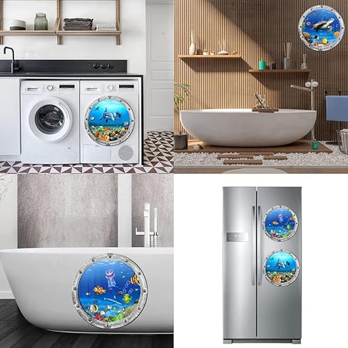 Miniatura 6 de Las calcomanías de pared del mundo oceánico bajo el mar incluyen decoración de tortugas marinas, 4 calcomanías de vinilo extraíbles para