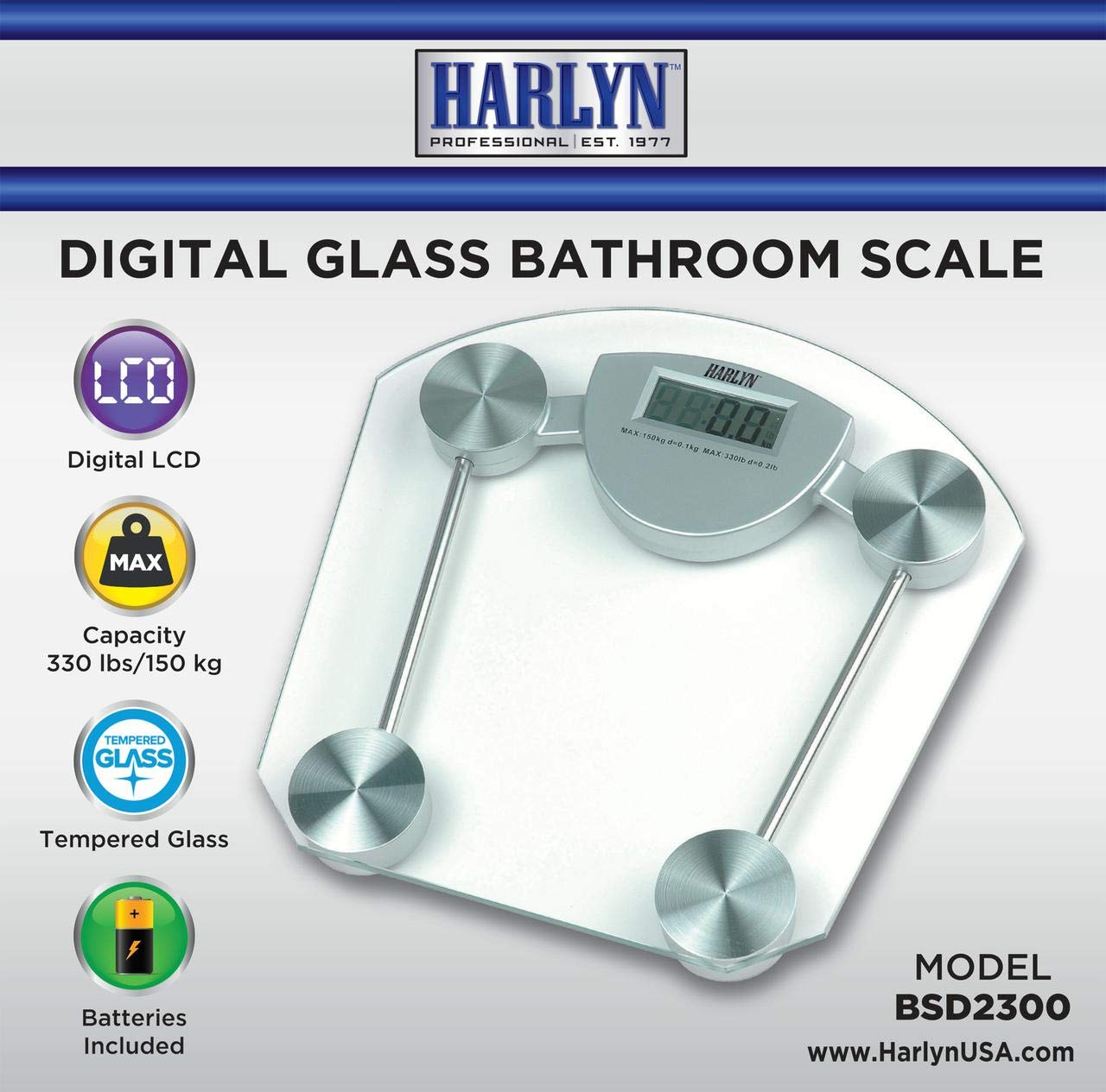 Best Bathroom Scale - Top Digital Weight Scale - Tempered Glass - Clear Step-on Technology 330 lbs max