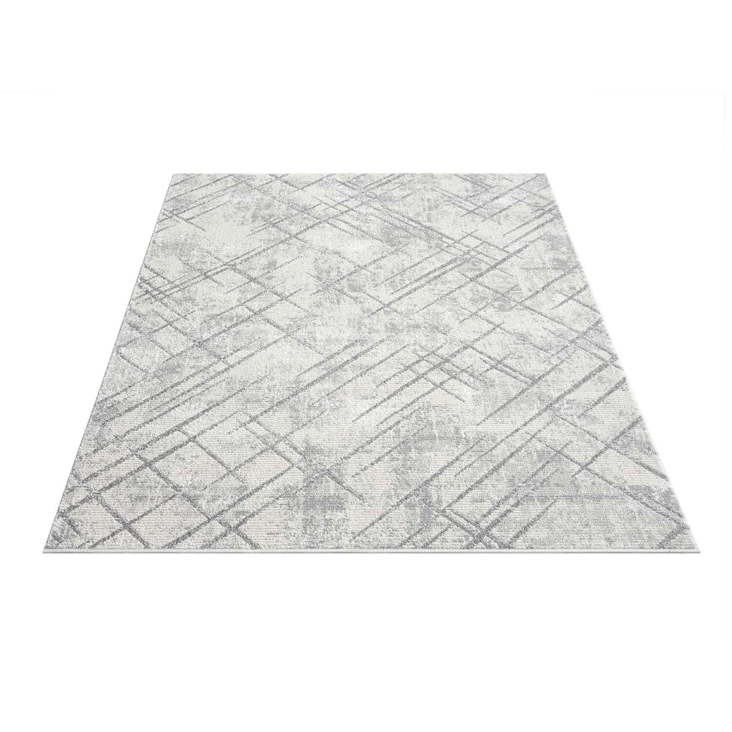 carpet city Teppich Wohnzimmer - Grau - 160x230 cm - Klassisch Modern - Vintage-Optik, Meliert, Used-Look - Teppiche Kurzflor Schlafzimmer, Esszimmer