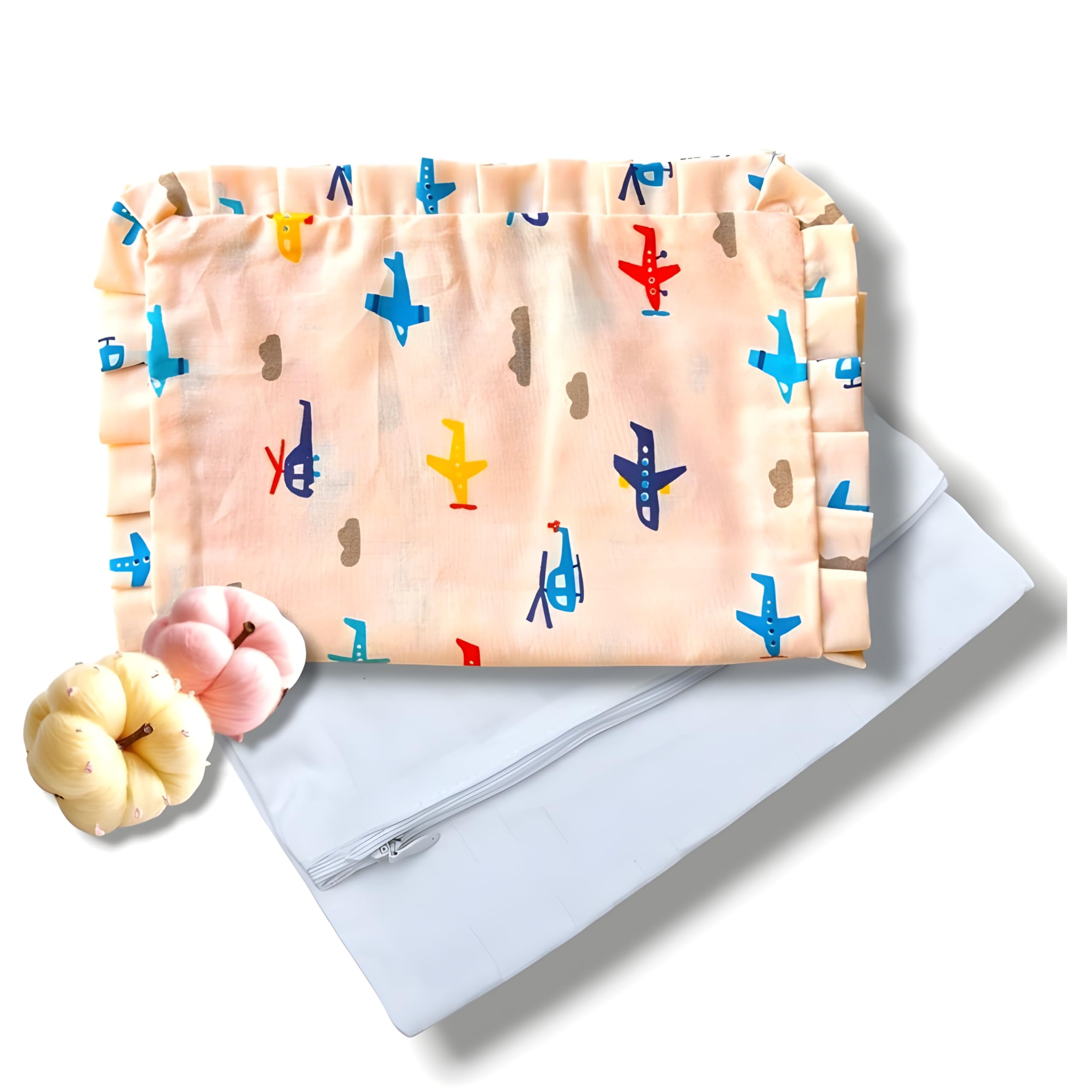 SAMSPIRE 100% Organic Cotton Seed Rai Pillow Cover, No Mustard Seeds in it, Both Inner and Outer Cover, Only Pillow Cover for Newborn Baby of 0 to 1.5 Years(Peach-AIRO-Mustard-COV)-image-14