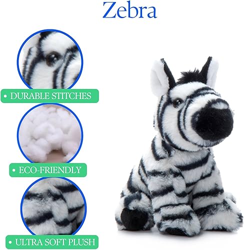 Miniatura 9 de The Petting Zoo Peluche de cebra, regalos para niños, animales del zoológico Wild Onez Babiez, juguete de peluche de cebra de 6 pulgadas