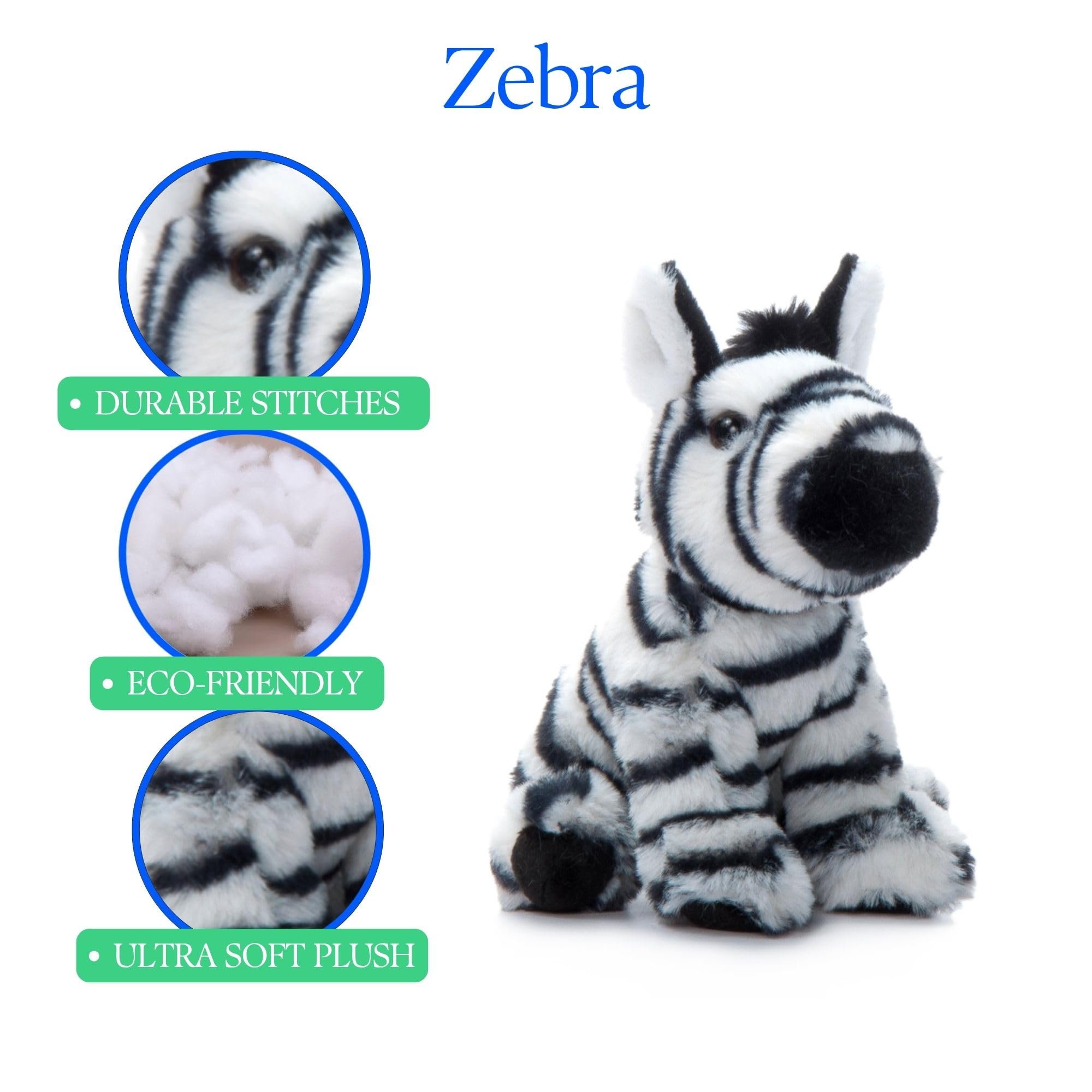 The Petting Zoo Zebra Stuffed Animal Plushie, Gifts for Kids, Wild Onez Babiez Zoo Animals, Zebra Plush Toy 6 inches