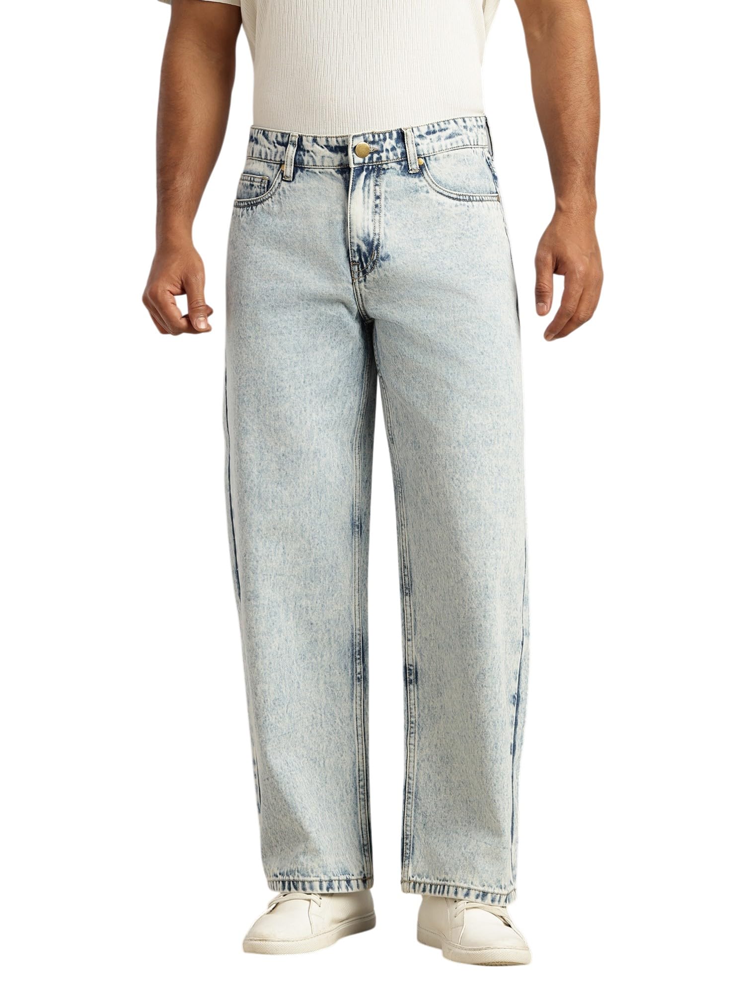 thomas scott Men's Relaxed Fit | Mid Rise | 5 Pocket Design | Comfort Clean Look Light Fade Cotton Baggy Jeans for Men-picture-47
