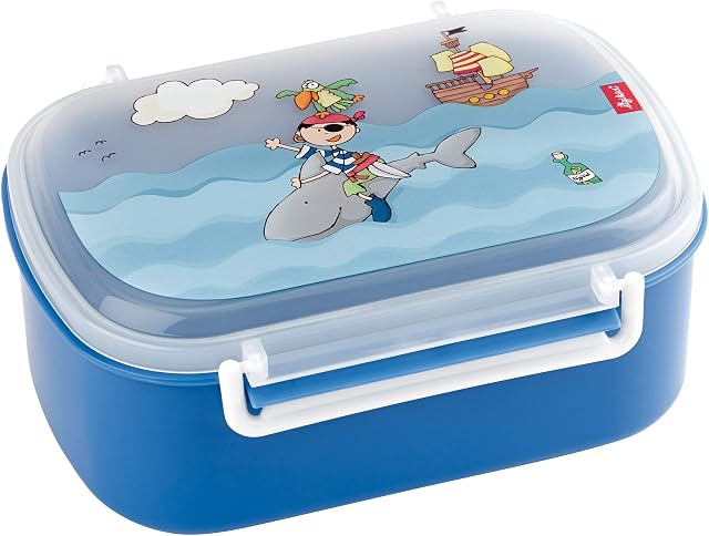 SIGIKID 24473 pudełko na lunch Sammy Samoa, nie zawiera BPA, dla dziewcząt i chłopców, zalecane od 2 lat, kolor niebieski, 11 x 7 x 17 cm