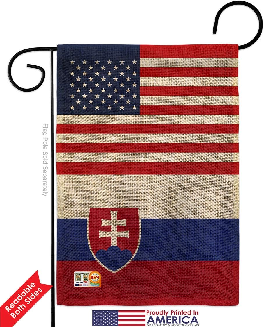 Slovakia US Friendship Burlap Burlap Garden Flag Regional USA American Alliance World Country Particular Area Small Decorative Gift Yard House Banner Double-Sided Made In 13 X 18.5