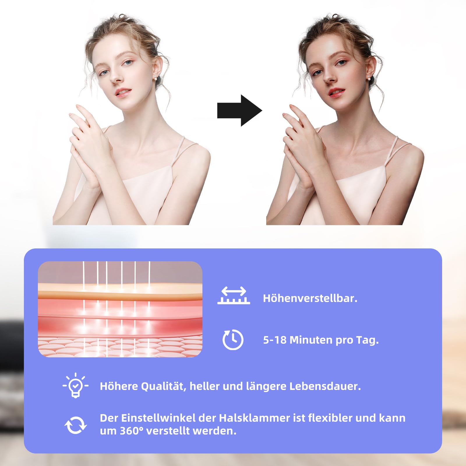 Solarium para el hogar lámpara de bronceado 420 LED 40 W bronceador facial 460 nm cuello de cisne ajustable