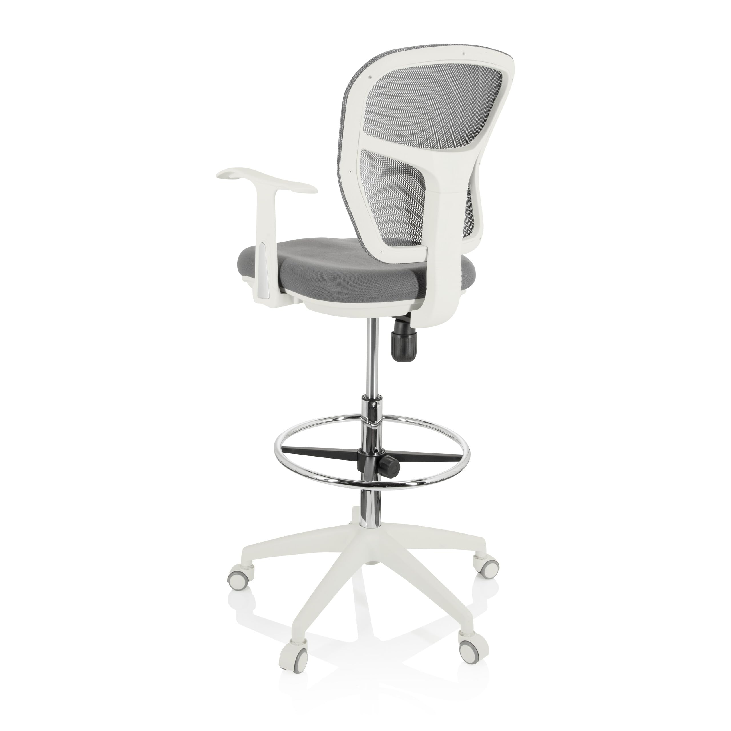 hjh OFFICE Silla de Trabajo Silla de Oficina Taburete Giratorio Top Work 108 Tela Malla Reposapiés Regulable en Altura Blanco