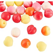 Cheriswelry 30pcs Tiny Peach Figurine Miniature Peaches Fake Peach Decoration Fruit Miniature Micro Landscape Garden Dollhouse Simulation Fruit for Home Kitchen Party Decoration 13mm