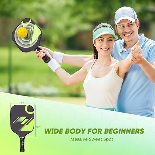 Miniatura 6 de Carbon Fiber Pickleball Paddles - Polymer Honeycomb Core Pickleball Paddles Set of 2, USAPA Approved Pickle Ball Rackets 2 Pack with Pickleball
