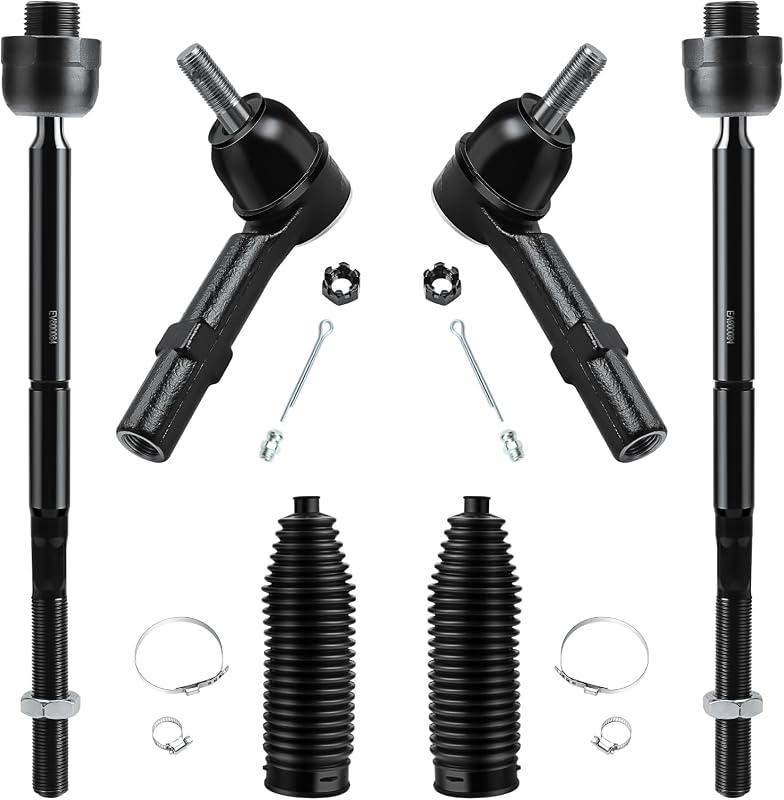 Front Tie Rod Ends for 2007-2013 Chevy Silverado Avalanche Suburban Tahoe GMC Sierra Yukon XL 1500 Cadillac Escalade ESV EXT, 4 Inner and Outer Tie Rod Ends 2 Boots, EV800084 ES800223-6Pcs