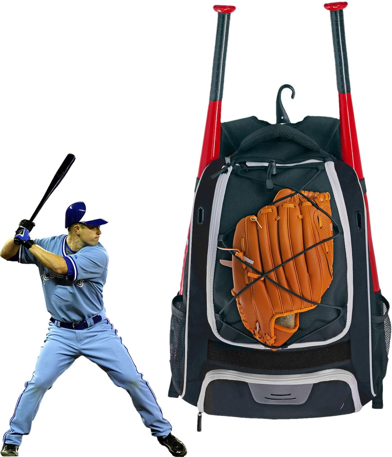 Baseball Bag, Youth Baseball Bag For Boys, Youth Backpack, Softball Bat, Oxford Waterproof, Tear-Resistant, Backpack With Padded Shoulder Strap