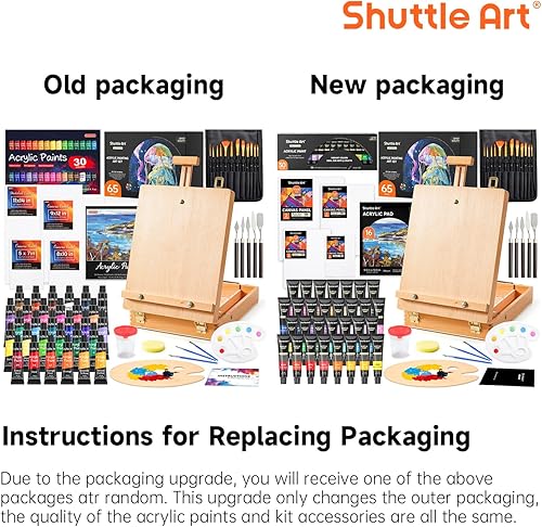 Miniatura 2 de Shuttle Art - Juego de 65 pinturas acrílicas, juego de pintura acrílica con caballete de madera, pintura acrílica de 30 colores, lienzo de pintura,