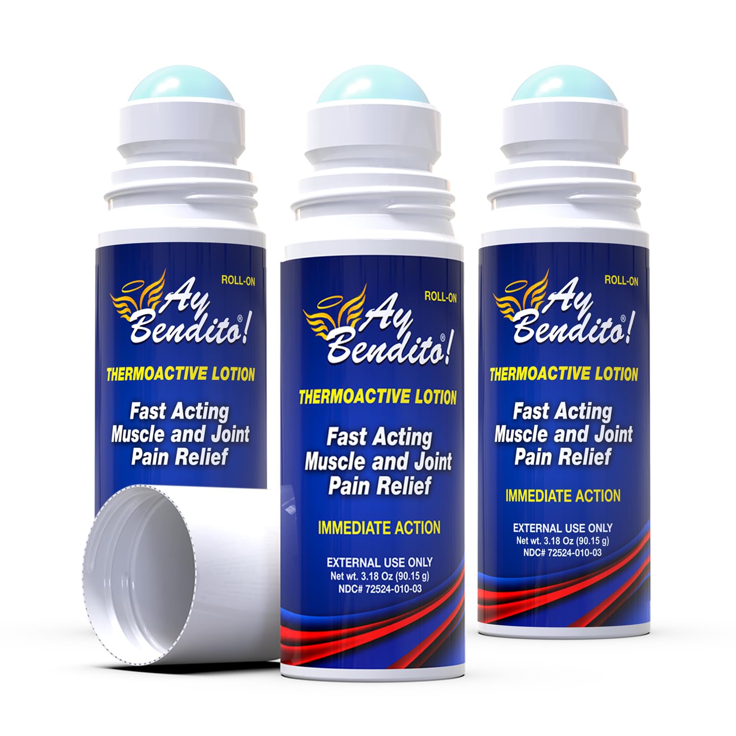 Roll-on Cooling Pain Reliever Gel for Muscle, Joint, and Back Pain. Fast Acting and Long Lasting - 3 Pack