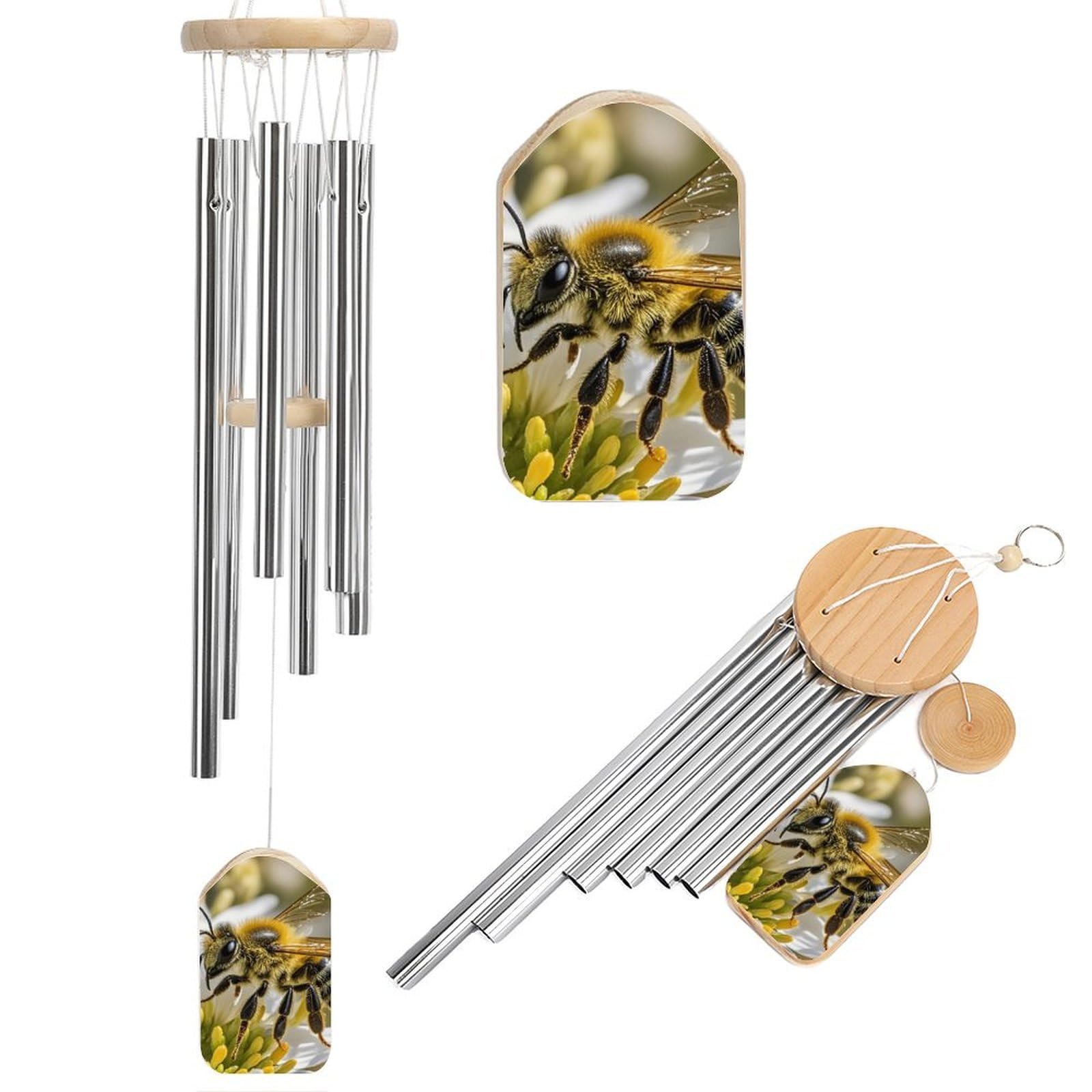 Carillon éolien en aluminium abeille suspendu pour apaiser l'ambiance de votre terrasse