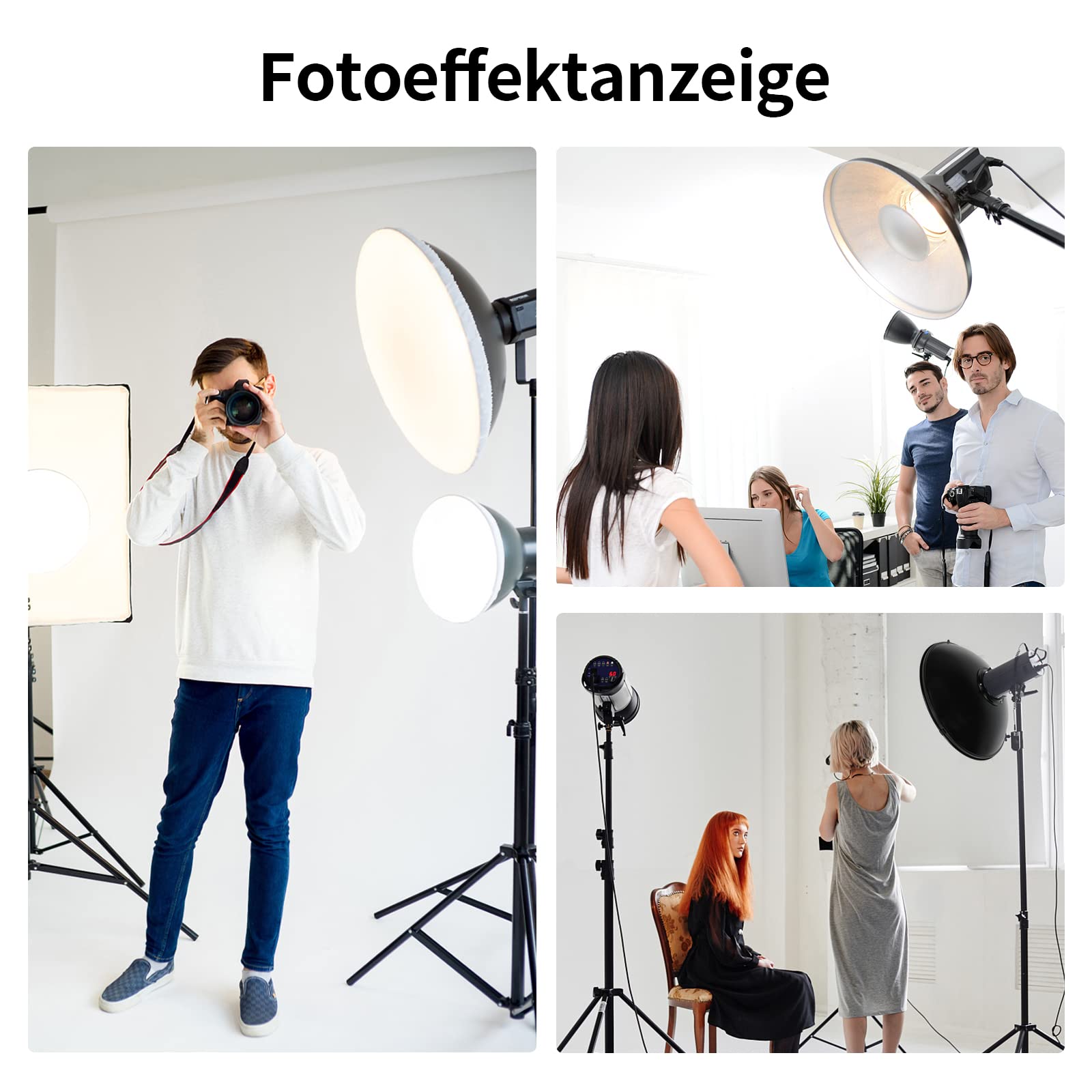 Soonpho Beauty Dish 30 cm/12 Zoll Standard Reflektor mit Schwarz Wabengitter,Silber Diffusor und Aufbewahrungstasche,Fotostudio Strobe Blitzlicht Reflektor für Bowens Mount Studioblitz