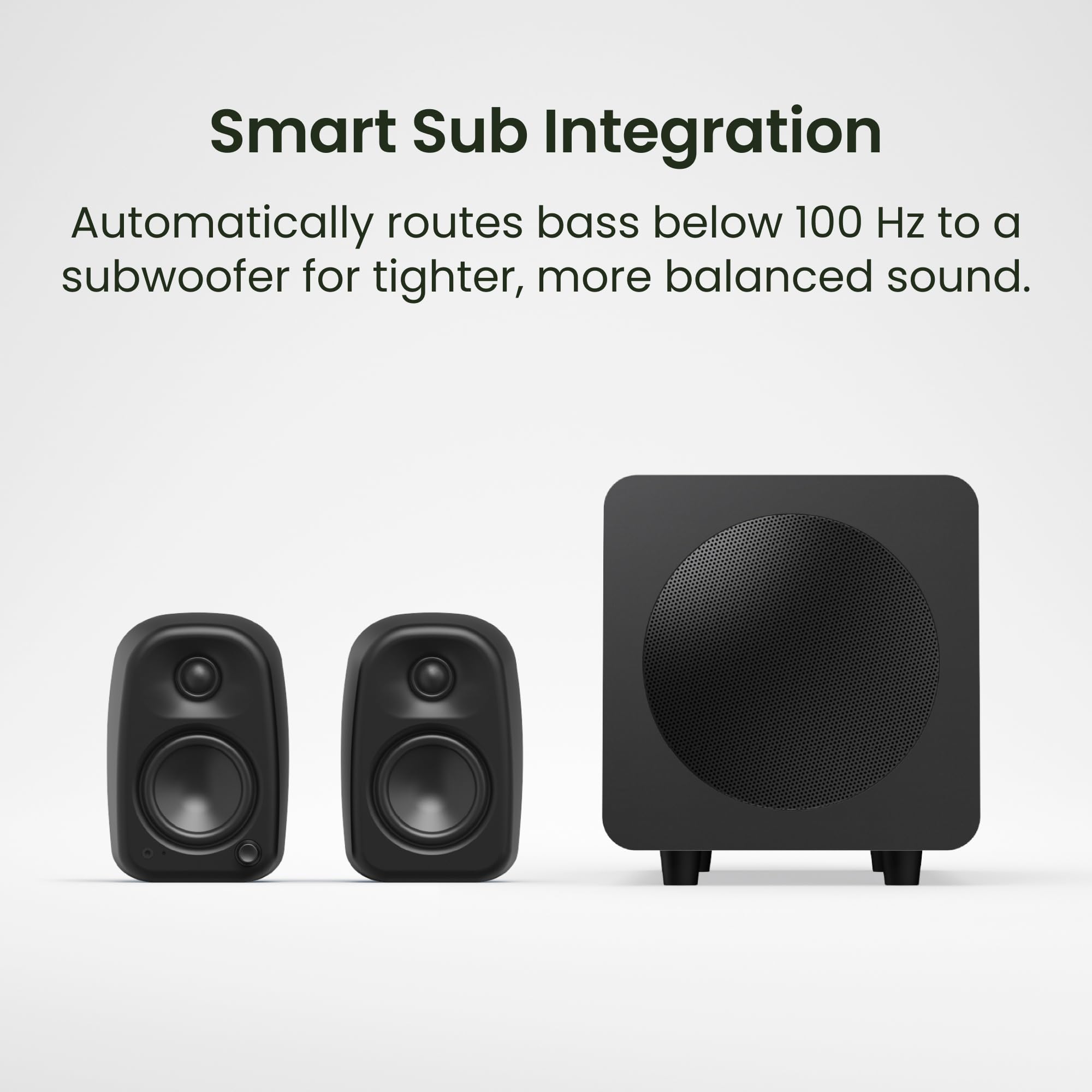 Kanto UKI 100 W Altavoces de ordenador de escritorio activo con Bluetooth y USB-C | Inteligente Sub Integración | Auriculares fuera | Par | Onyx
