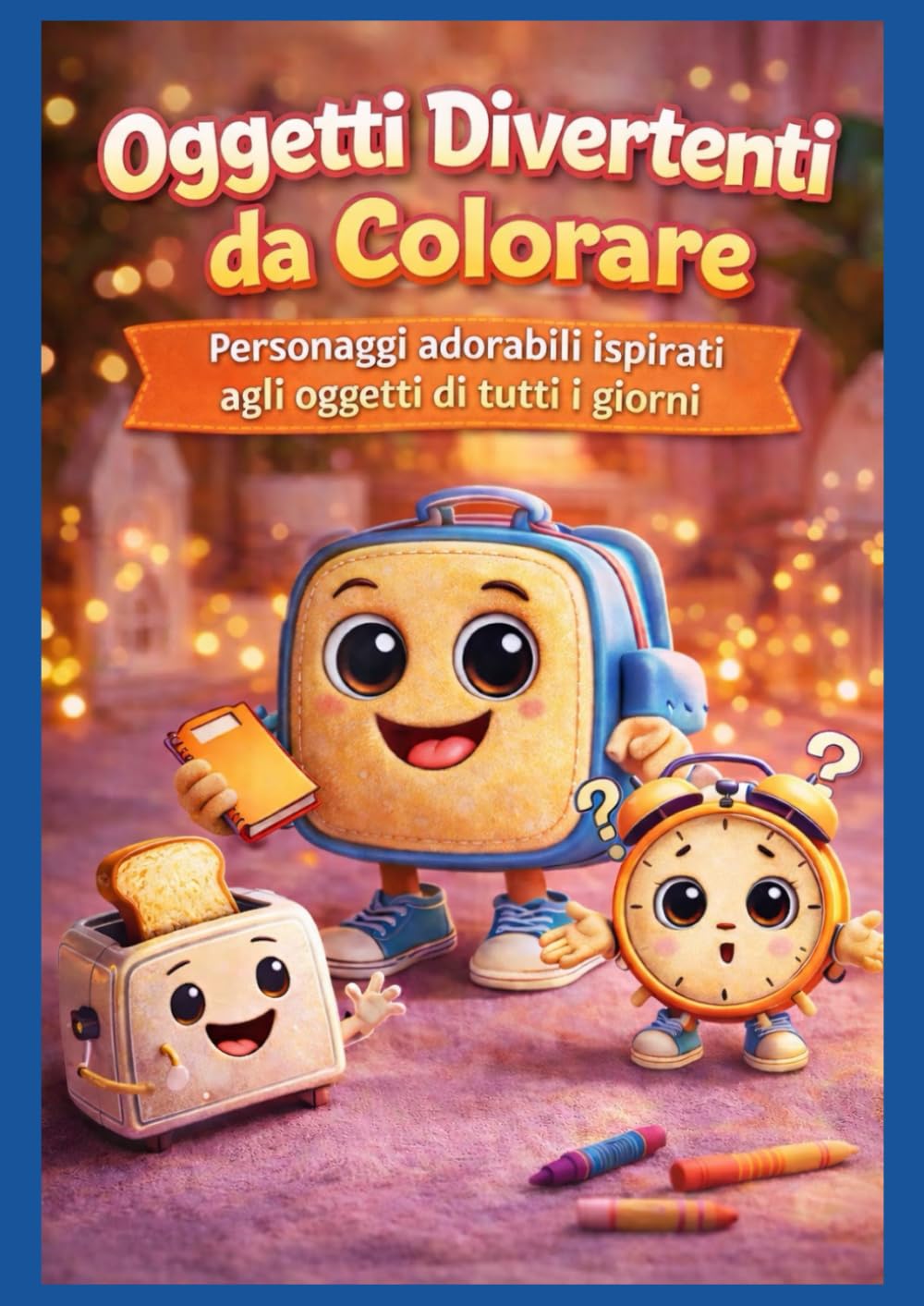 Oggetti Divertenti da Colorare: Personaggi adorabili ispirati agli oggetti di tutti i giorni - 50 disegni divertenti – 1 pagina su 2 bianca per l’incorniciatura decorativa -