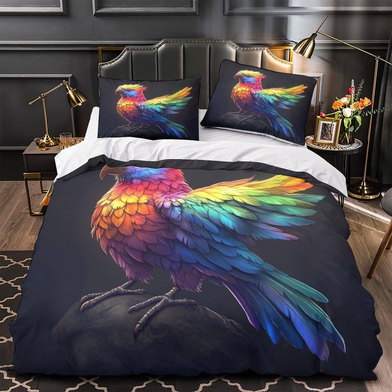 Parure de lit koala arc-en-ciel 3D housse de couette microfibre super douce 260x220cm