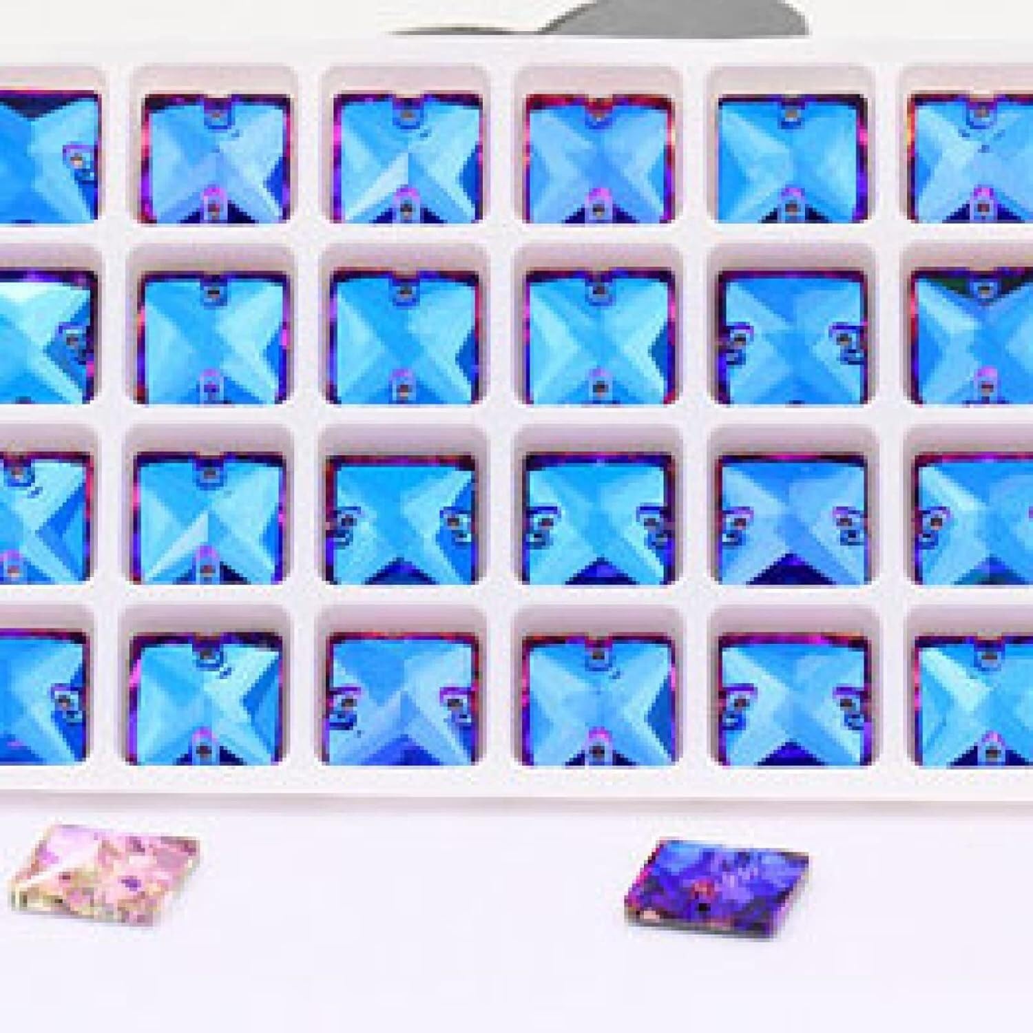 Cyrkonie, Kryształowy kamień Aplikacja Niebieskie szkło Dekoracyjne akcesoria Kryształowe Sztuka i rzemiosło Sukienka naszywana kryształki(Blue,16mm 24pcs)